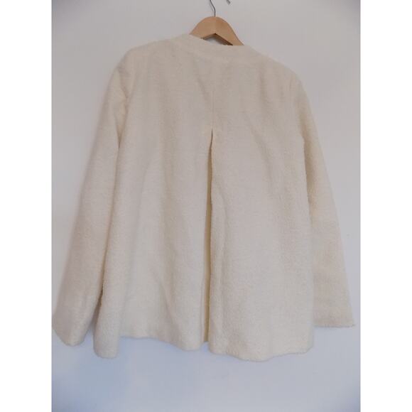 Zara Trafaluc cream blazer jacket zip front fuzzy textured size Medium - Picture 5 of 8